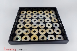 Square lacquer tray with pearl coins 32cm
